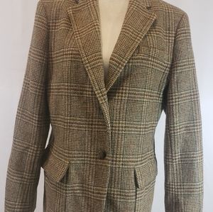 Lauren Ralph Lauren Brown Glen Plaid Wool Women's Menswear Blazer
